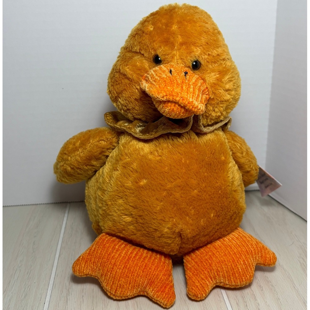 Flowers Inc Balloons Duck Plush Orange Chenille Ribbed Bill Feet Gold Collar